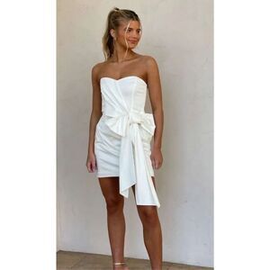 French Connection White Florida Summer Strapless Mini Dress Size 6